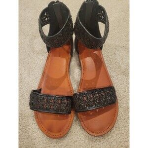 American Eagle Outfitter AE Woven Gladiator Sandals Women Zip Back Size 7 Black